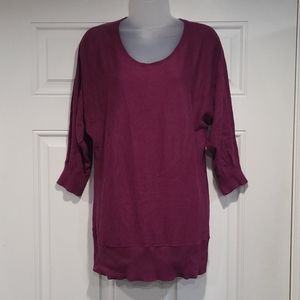 SWEATER: Dark Pink/Red Cotton Scoop Neck Sweater